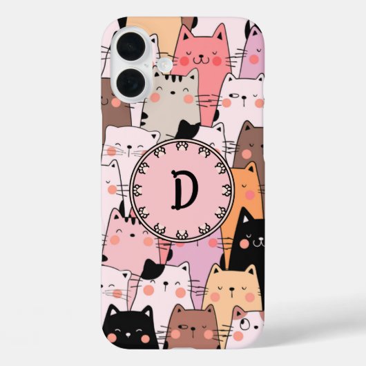 Nahtlose rosa Katzen Illustrationsmonogramm Case-Mate iPhone Hülle (Rückseite)