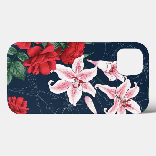 Nahtlose Rote Rose Case-Mate iPhone Hülle (Rückseite (Horizontal))