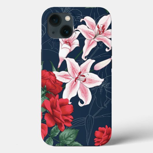 Nahtlose Rote Rose Case-Mate iPhone Hülle (Rückseite)