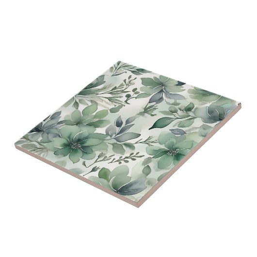 Nahtlose Sage Grüne Blüte Fliese (Seite)