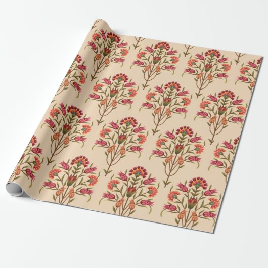nahtlose Schleimhaut-Blume Muster Design Creme Bac Geschenkpapier (Ungerollt)