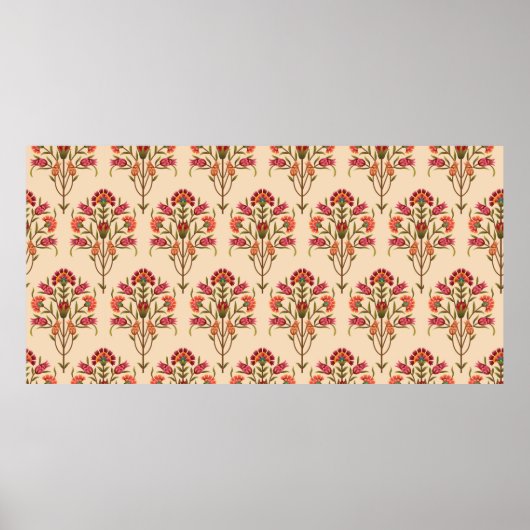 nahtlose Schleimhaut-Blume Muster Design Creme Bac Poster (Vorne)