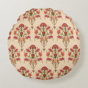 nahtlose Schleimhaut-Blume Muster Design Creme Bac Rundes Kissen