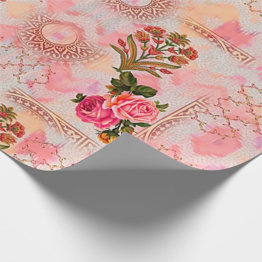 Nahtlose Schleimhaut mit blumenblumengeschmack auf Geschenkpapier (Ecke)