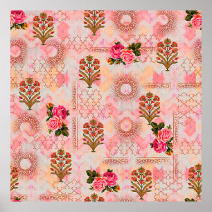 Nahtlose Schleimhaut mit blumenblumengeschmack auf Poster