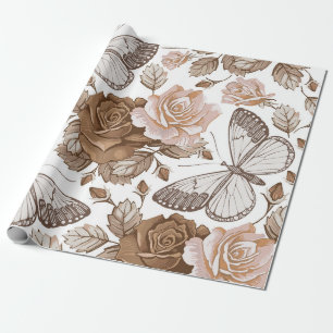 Nahtlose Schmetterlinge fliegen Insekten. Blume Geschenkpapier