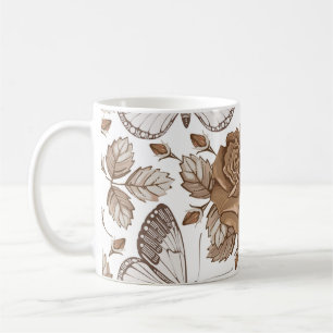 Nahtlose Schmetterlinge fliegen Insekten. Blume Kaffeetasse
