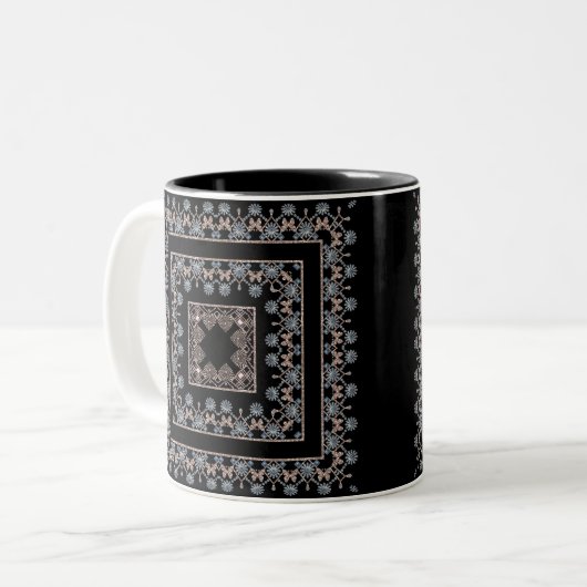 Nahtlose Schmuckperlen Kristalle Glitzer glänzen s Zweifarbige Tasse (Vorderseite Links)