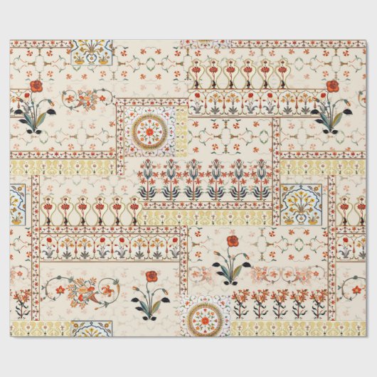 Nahtlose schöne Mughal-Blüte mit ethnischer Paisle Geschenkpapier (Flach)