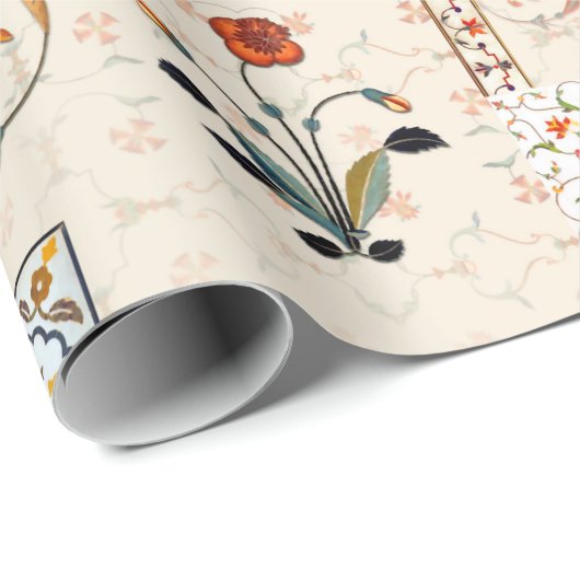 Nahtlose schöne Mughal-Blüte mit ethnischer Paisle Geschenkpapier (Rolleneckpunkt)