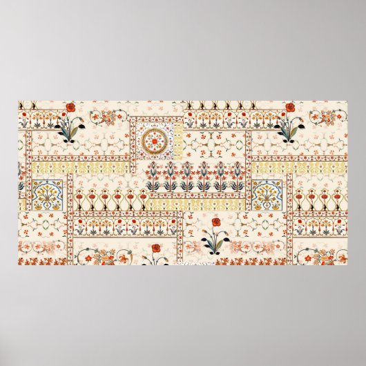 Nahtlose schöne Mughal-Blüte mit ethnischer Paisle Poster (Vorne)