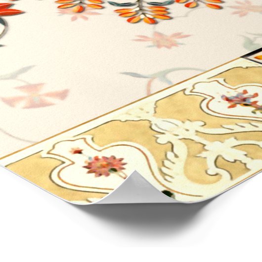 Nahtlose schöne Mughal-Blüte mit ethnischer Paisle Poster (Ecke)