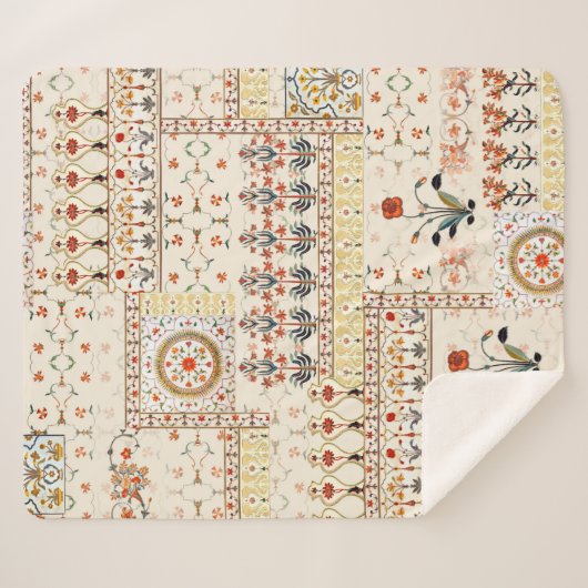 Nahtlose schöne Mughal-Blüte mit ethnischer Paisle Sherpadecke (Vorderseite (Horizontal))