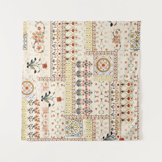 Nahtlose schöne Mughal-Blüte mit ethnischer Paisle Wandteppich (Vorderseite (Horizontal))