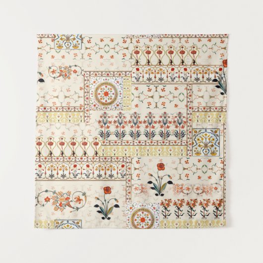 Nahtlose schöne Mughal-Blüte mit ethnischer Paisle Wandteppich (Vorderseite)