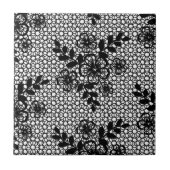 Nahtlose Schwarz-weiße Spitze - Blume - Schöne Fliese (Vorderseite)