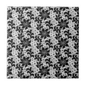 Nahtlose Schwarz-weiße Spitzen - Blume - süß Fliese (Vorderseite)