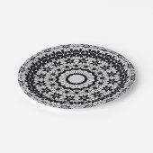 Nahtlose schwarze Spitzen Retrozitornament romanti Pappteller (Schrägansicht)