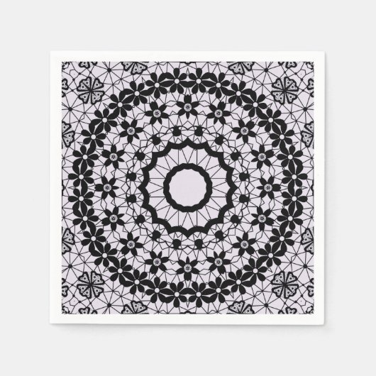 Nahtlose schwarze Spitzen Retrozitornament romanti Serviette (Vorderseite)