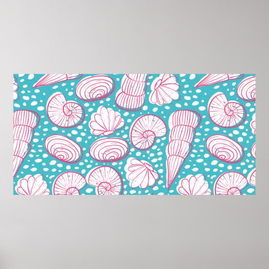 Nahtlose Seemöglichkeit mit verschiedenen Muscheln Poster (Vorne)
