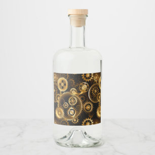 Nahtlose Steampunk-Messinggeräte Alkoholflaschenetikett