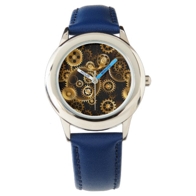 Nahtlose Steampunk-Messinggeräte Armbanduhr (Vorderseite)