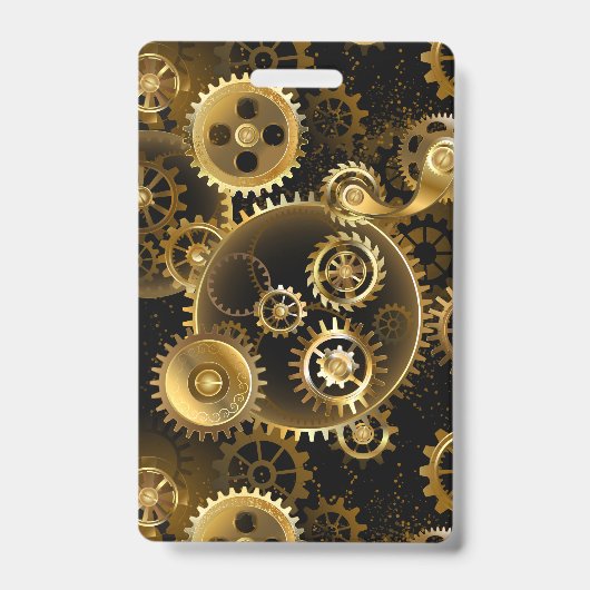 Nahtlose Steampunk-Messinggeräte Ausweis (Vorderseite)