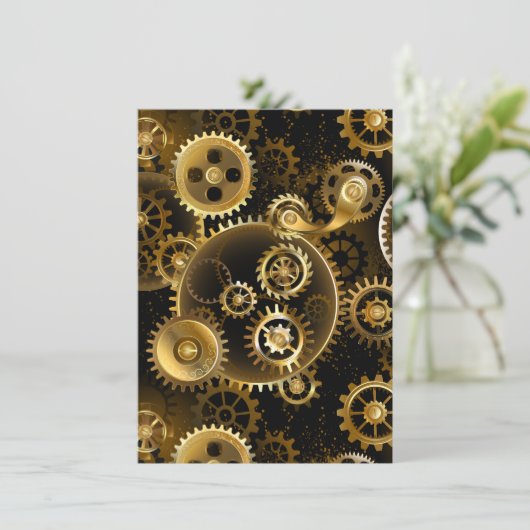 Nahtlose Steampunk-Messinggeräte Begleitkarte (Stehend Vorderseite)