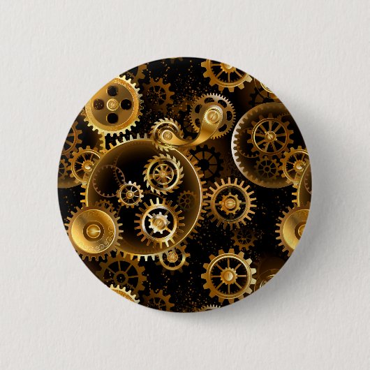 Nahtlose Steampunk-Messinggeräte Button (Vorderseite)