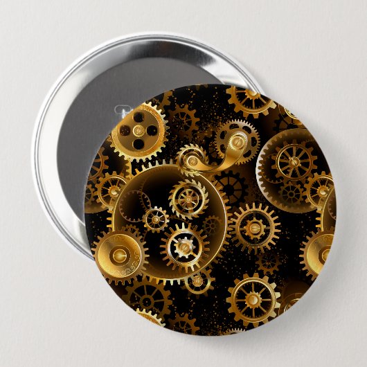 Nahtlose Steampunk-Messinggeräte Button (Vorne & Hinten)