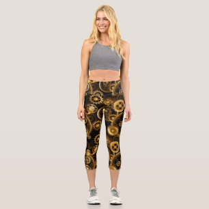 Nahtlose Steampunk-Messinggeräte Capri Leggings