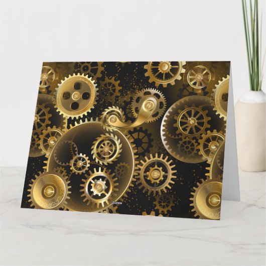 Nahtlose Steampunk-Messinggeräte Dankeskarte (Rückseite)