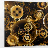 Nahtlose Steampunk-Messinggeräte Dreifach Gefaltete Einladung (Innen Erste Seite)