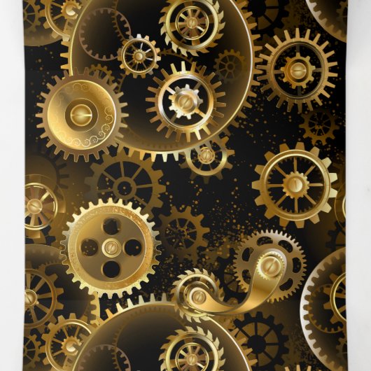 Nahtlose Steampunk-Messinggeräte Dreifach-gefaltete Programmkarte (Innenseite Mitte)