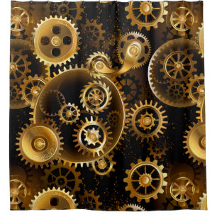 Nahtlose Steampunk-Messinggeräte Duschvorhang