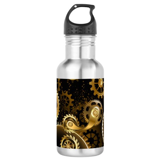 Nahtlose Steampunk-Messinggeräte Edelstahlflasche (Vorderseite)