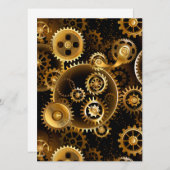 Nahtlose Steampunk-Messinggeräte Einladung (Vorne/Hinten)