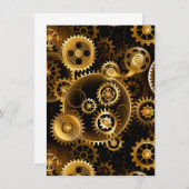 Nahtlose Steampunk-Messinggeräte Einladung (Vorne/Hinten)