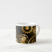 Nahtlose Steampunk-Messinggeräte Espressotasse (Vorderseite Rechts)