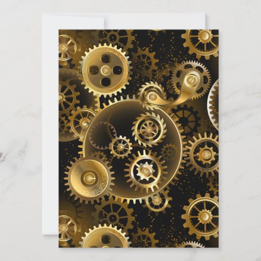 Nahtlose Steampunk-Messinggeräte Feiertagskarte (Vorderseite)