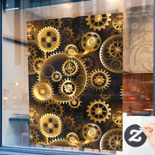 Nahtlose Steampunk-Messinggeräte Fensteraufkleber (Café-Fenster)