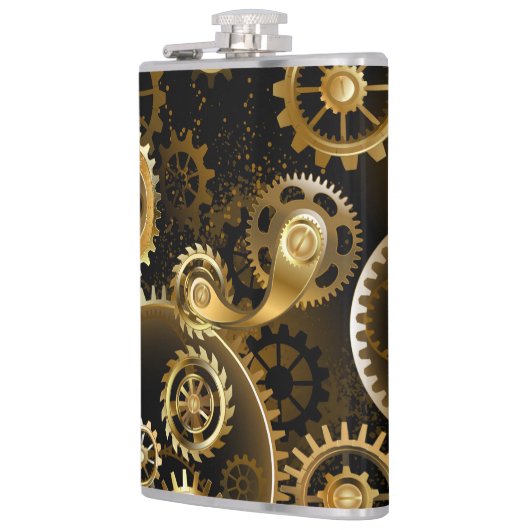 Nahtlose Steampunk-Messinggeräte Flachmann (Links)