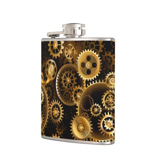 Nahtlose Steampunk-Messinggeräte Flachmann (Links)