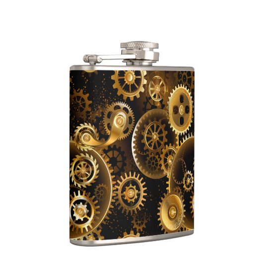 Nahtlose Steampunk-Messinggeräte Flachmann (Rechts)