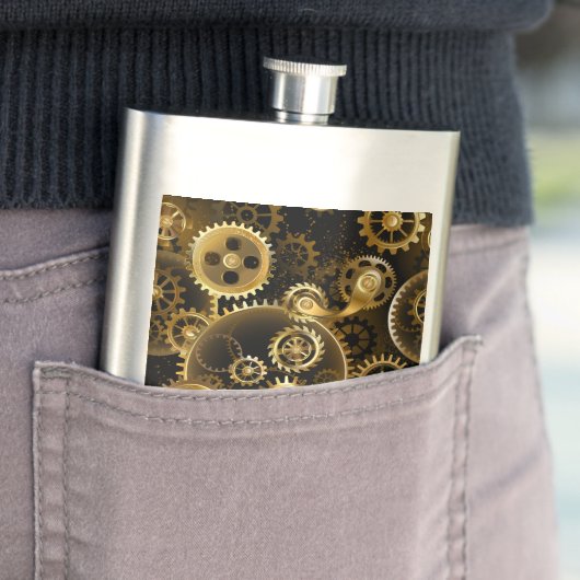 Nahtlose Steampunk-Messinggeräte Flachmann (Beispiel)