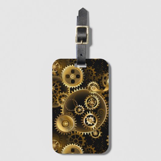 Nahtlose Steampunk-Messinggeräte Gepäckanhänger (Vorderseite Vertikal)
