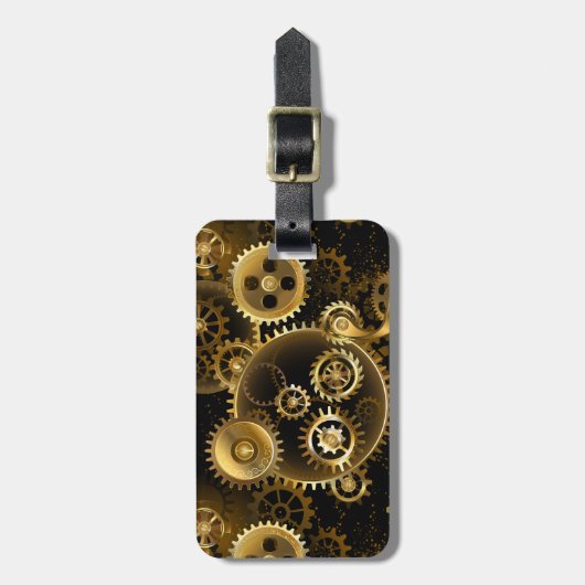 Nahtlose Steampunk-Messinggeräte Gepäckanhänger (Vorderseite vertikal)