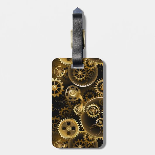 Nahtlose Steampunk-Messinggeräte Gepäckanhänger (Rückseite vertikal)