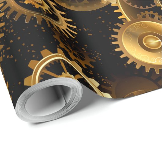 Nahtlose Steampunk-Messinggeräte Geschenkpapier (Rolleneckpunkt)