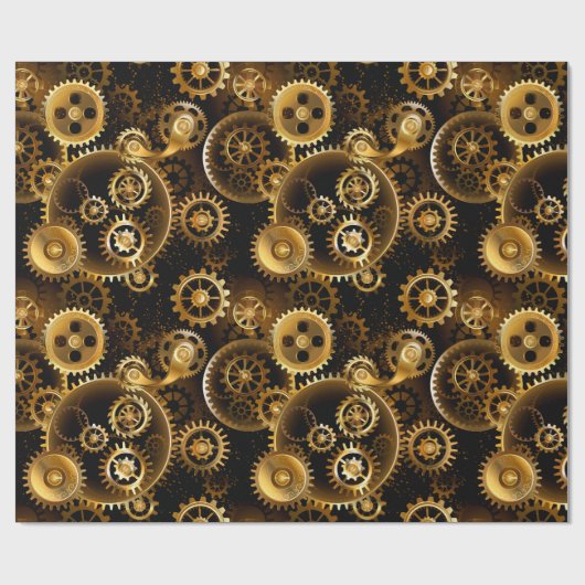 Nahtlose Steampunk-Messinggeräte Geschenkpapier (Flach)